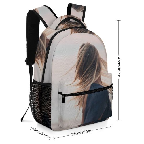 yanfind Children's Backpack Girl Golden Posing Clouds Sunset Blond Fashionable Landscape Photoshoot Hairstyle Youth Lady Preschool Nursery Travel Bag
