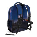 yanfind Children's Backpack Farm Dark Rural Hay Landscape Evening Hayfield Travel Farmland Bales Field Light Preschool Nursery Travel Bag