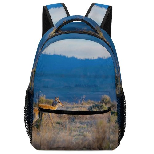 yanfind Children's Backpack  Daylight Deer Grass Clouds Outdoors Dawn Scenic Woods Fall Sky Bush Preschool Nursery Travel Bag
