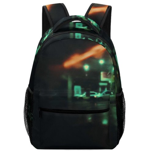 yanfind Children's Backpack  Street Industrial City Dark  Illuminate Gas Lamp Parked Gasoline Asphalt Preschool Nursery Travel Bag