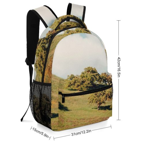 yanfind Children's Backpack Countryside Plant Mound Slope Pictures Grassland Outdoors Grey Tree Free Field Preschool Nursery Travel Bag