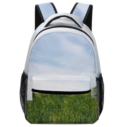 yanfind Children's Backpack Grass Field Plant Summer Flora Sky Cloud Grassland Outdoors Tree Crops Wheat Preschool Nursery Travel Bag