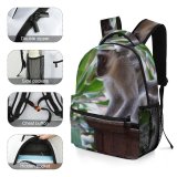 yanfind Children's Backpack  Deer Arbour Wood Koala Garden Wildlife Plant Free Lemur Monkey Preschool Nursery Travel Bag