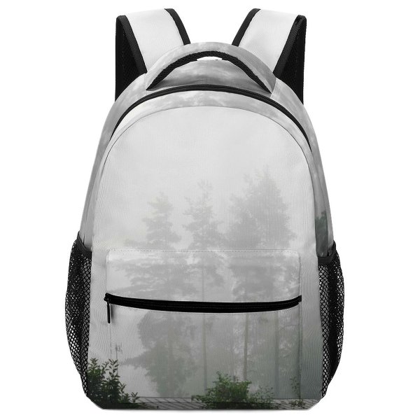yanfind Children's Backpack Grey Outdoors Fog Mist Kouvola Коувола Финляндия Pine Scenery Forest Finland Travel Preschool Nursery Travel Bag