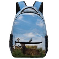 yanfind Children's Backpack Reindeer Deer Antlers Grass Wildlife Preschool Nursery Travel Bag