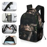 yanfind Children's Backpack  Focus Monkey Primate Wild Little Depth Baby Field  Wildlife Fur Preschool Nursery Travel Bag