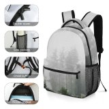yanfind Children's Backpack Grey Outdoors Fog Mist Kouvola Коувола Финляндия Pine Scenery Forest Finland Travel Preschool Nursery Travel Bag
