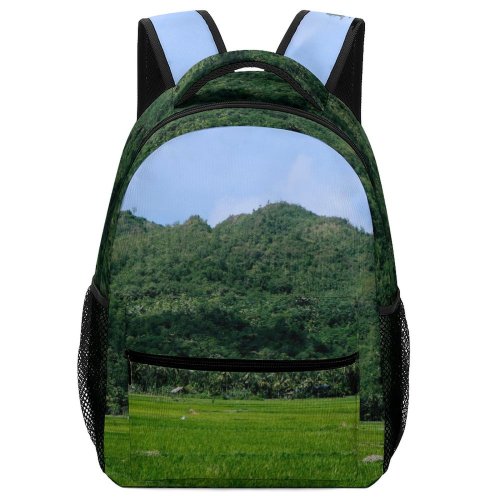 yanfind Children's Backpack Countryside Plant Creative Rice Farm Pictures Grassland Outdoors Farmer Grey Village Preschool Nursery Travel Bag