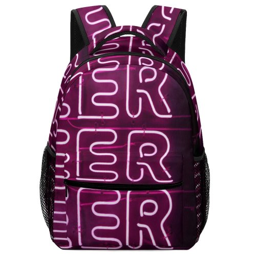 yanfind Children's Backpack Dark Design Decor Illuminated Light Beer Booze Alcohol Neon Alphabet Word Signage Preschool Nursery Travel Bag