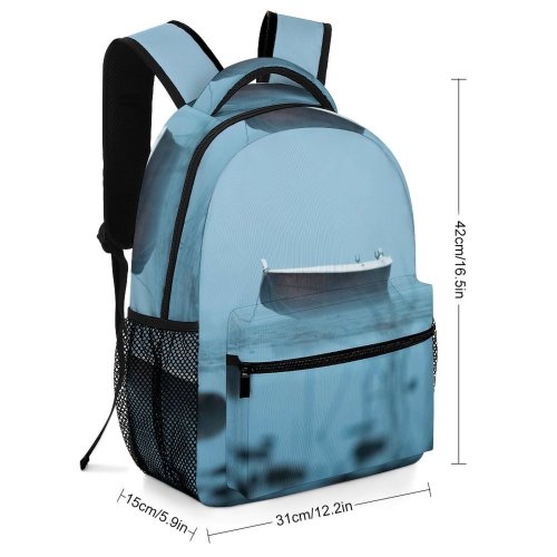 yanfind Children's Backpack Bay Fog Placid Rowboat Daylight Travel Mist Boat Foggy Outdoors Fishing Dawn Preschool Nursery Travel Bag