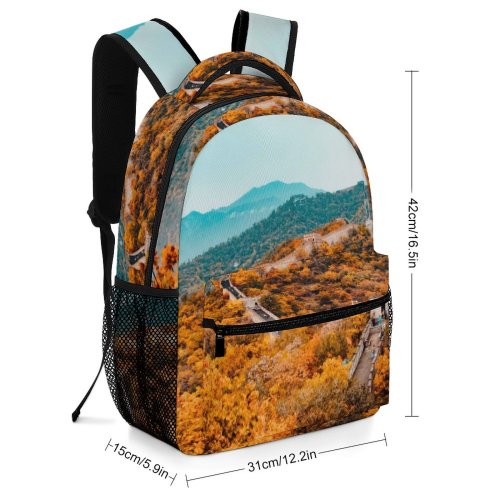 yanfind Children's Backpack China Autumn Great Wall  HQ Tree Plant Larch Flora Conifer Leaves Preschool Nursery Travel Bag