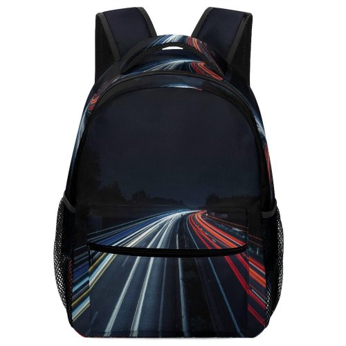yanfind Children's Backpack Expressway Time Illuminated Lights Roadway Scenery Lapse Evening Light Highway Blurry Preschool Nursery Travel Bag