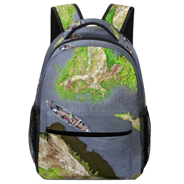 yanfind Children's Backpack Above Drone Boat From River Watercraft Indoensia Lake  Bird's Aerial Shot Preschool Nursery Travel Bag