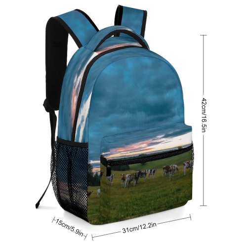yanfind Children's Backpack Field Grassland Outdoors Countryside Farm Rural Cattle Cow Pasture Meadow Ranch Grazing Preschool Nursery Travel Bag