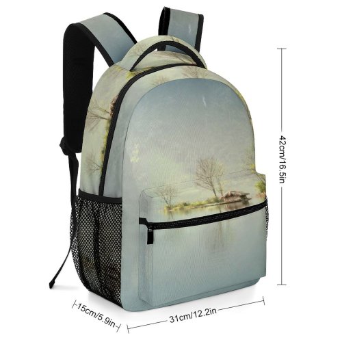 yanfind Children's Backpack Backlit Landscape Fog River Foggy Outdoors Scenic Tranquility Scenery Lake Preschool Nursery Travel Bag