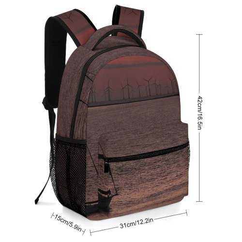 yanfind Children's Backpack Golden Silhouettes Clouds Sunset Landscape Evening Electricity Energy Sail Boat Transportation Preschool Nursery Travel Bag
