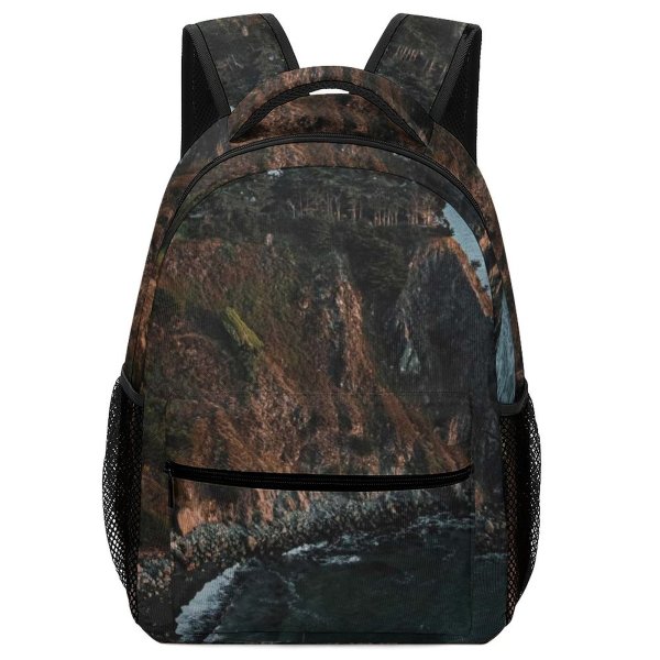 yanfind Children's Backpack Cliff Outdoors Promontory Sea Grey Ocean Travel Sunset Wave Rock Preschool Nursery Travel Bag
