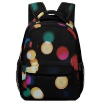 yanfind Children's Backpack  Art Bokeh Blurred Colorful Dark Design Abstract Decoration Round Shining Preschool Nursery Travel Bag