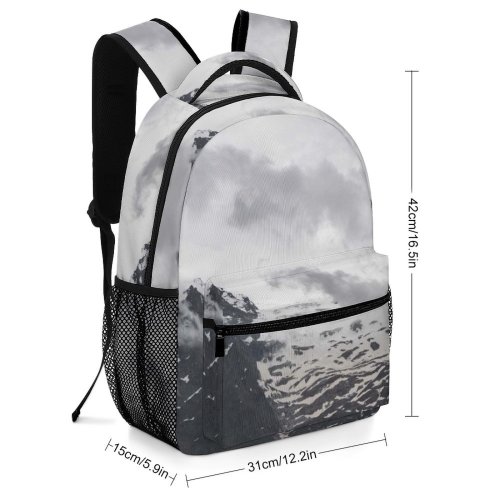 yanfind Children's Backpack Grey  Range Outdoors Peak Scenery  Snow Clouds Covering Winter Uttarakhand Preschool Nursery Travel Bag