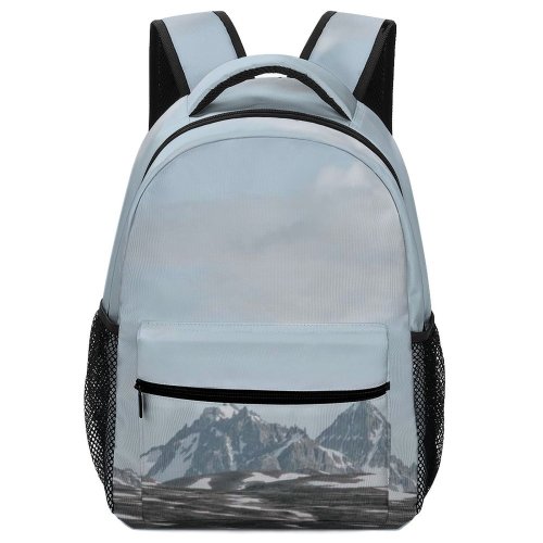yanfind Children's Backpack Grey Arctic  Outdoors Snow Winter  Alps Range Ridge Craggy Sky Preschool Nursery Travel Bag