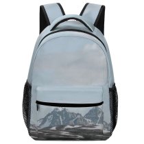 yanfind Children's Backpack Grey Arctic  Outdoors Snow Winter  Alps Range Ridge Craggy Sky Preschool Nursery Travel Bag