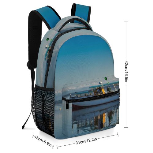yanfind Children's Backpack Bay Daylight Boat Mountains Sky Transportation Sea Fishermen Watercraft System Fishing Ocean Preschool Nursery Travel Bag