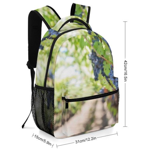 yanfind Children's Backpack  Focus Farm Berries Farmland Vines Vineyard Blurry Outdoors Fruits Leaves Grapevines Preschool Nursery Travel Bag