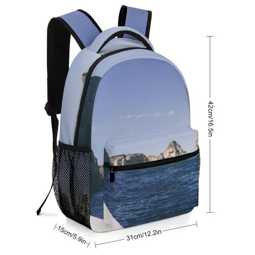 yanfind Children's Backpack Bay Landscape Formation Boat Lifebuoy Travel Sea Outdoors Portugal Scenic Vacation Beach Preschool Nursery Travel Bag