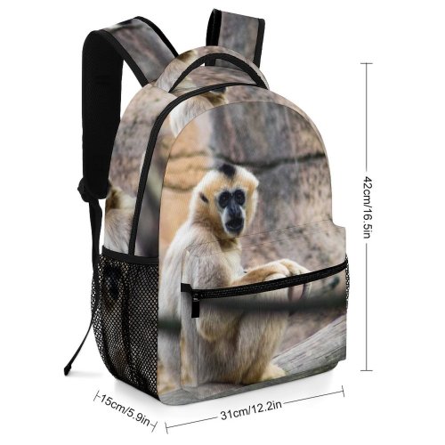 yanfind Children's Backpack Cheek Place Wildlife Gibbon Mouth Monkey  Prentiss Primate Baboon Preschool Nursery Travel Bag