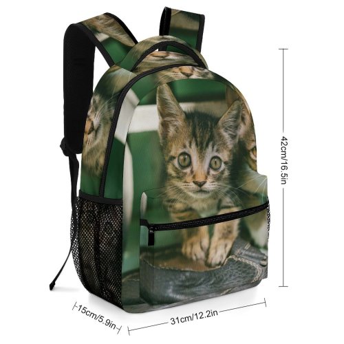 yanfind Children's Backpack Young Tabby Whiskers Curiosity Cute Little Adorable Kittens Furry Face Cat Fur Preschool Nursery Travel Bag