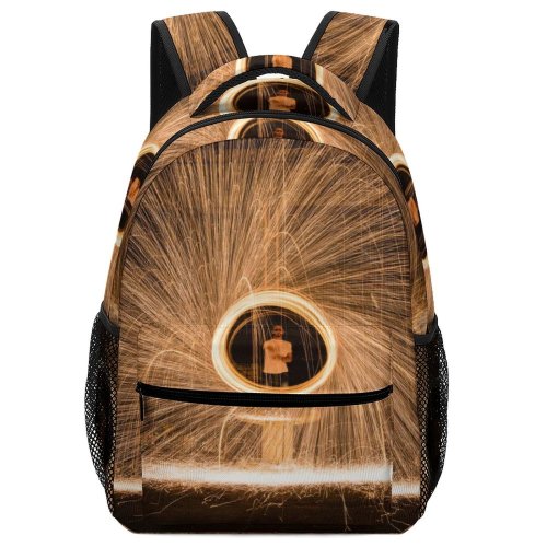 yanfind Children's Backpack Dark Design Artsy Illuminated Danger Energy Light Luminescence Art Motion Sparks Texture Preschool Nursery Travel Bag