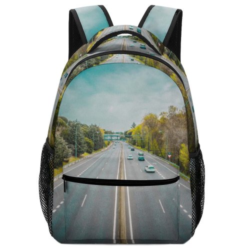 yanfind Children's Backpack Drive Expressway Guidance Clouds Fast Landscape Traffic Asphalt Pavement Travel (Journey) Preschool Nursery Travel Bag