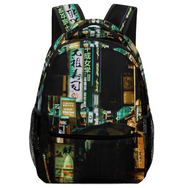 yanfind Children's Backpack  Street City Dark Time Downtown Tokyo Fast Evening Bell Travel Light Preschool Nursery Travel Bag