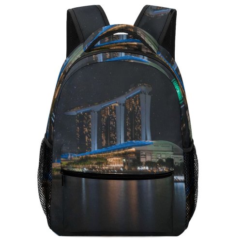 yanfind Children's Backpack Bay City Illuminated Lights Downtown Scenery Cityscape Landscape Citylights Evening Milky Marina Preschool Nursery Travel Bag