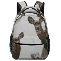 yanfind Children's Backpack Outdoors Snowing Daylight Deers Fur Wild Wildlife Snow Preschool Nursery Travel Bag