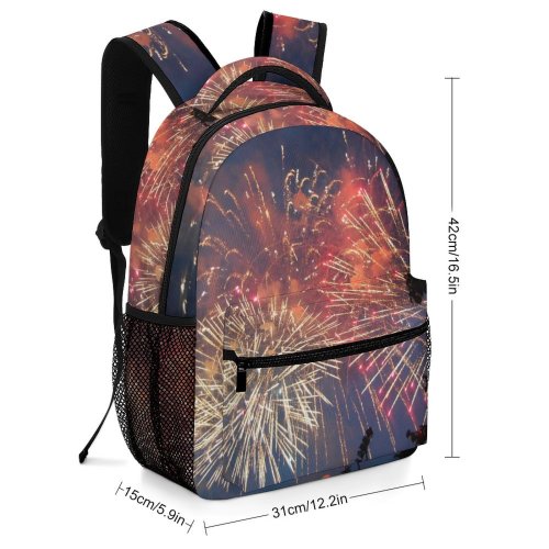 yanfind Children's Backpack Fireworks Colorful Night Sky Explosio Midnight Event Light Preschool Nursery Travel Bag