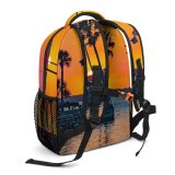 yanfind Children's Backpack Boats Afterglow Vacation Palm Coconut Scenery Sunset Oceanside Leisure Beach Ripples Watercrafts Preschool Nursery Travel Bag