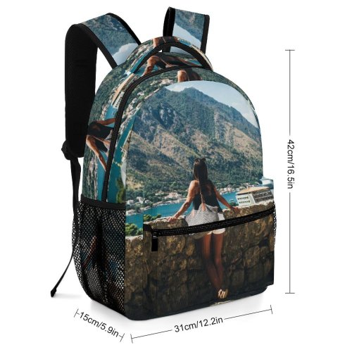 yanfind Children's Backpack Bay Girl Coast Posing Rocky Skin Hands Sexy Fashionable Landscape Photoshoot Daylight Preschool Nursery Travel Bag