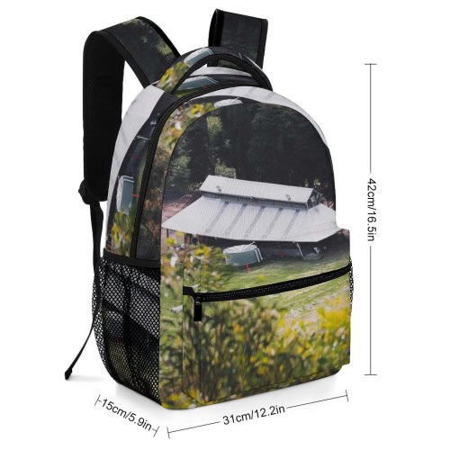 yanfind Children's Backpack Building Outdoors Countryside Rural Hut Plant Tree Housing  Vic Australia Cottage Preschool Nursery Travel Bag