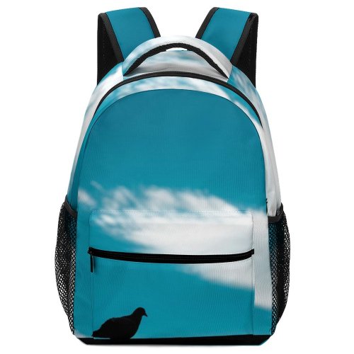 yanfind Children's Backpack Birds Outdoors Flying Silhouette Pigeon  Sky Azure Cloud Finch Agelaius Blackbird Preschool Nursery Travel Bag