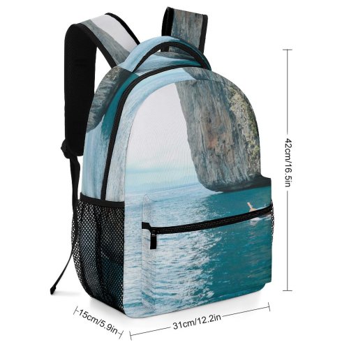 yanfind Children's Backpack Formation Landscape Boat Sea Watercraft Ocean Rock Cliff Preschool Nursery Travel Bag
