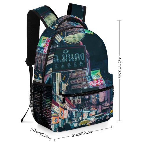 yanfind Children's Backpack Festival Street City Time Illuminated Lights Downtown Evening Stock Crowd Travel Light Preschool Nursery Travel Bag