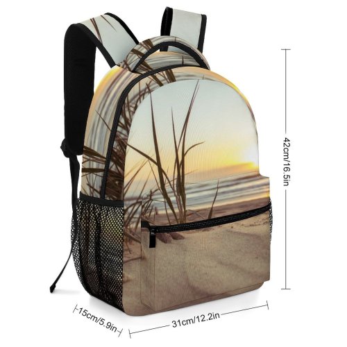 yanfind Children's Backpack Hour Sea Sunset Landscape Beach Seashore  Grass  Sand Ocean Golden Preschool Nursery Travel Bag