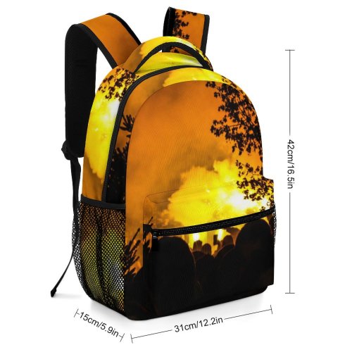 yanfind Children's Backpack Fire Light Novi Sad Tree Festival Students Cloud Concert Gig Silhouette Preschool Nursery Travel Bag