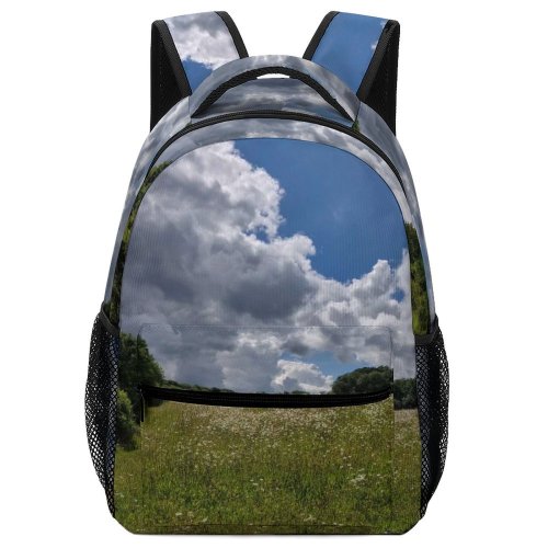 yanfind Children's Backpack Field Grassland Outdoors Countryside Farm Rural Meadow Cloud Cumulus Sky Azure Pasture Preschool Nursery Travel Bag