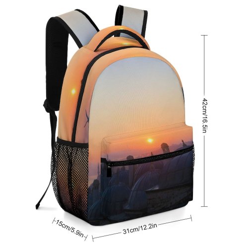 yanfind Children's Backpack Golden Silhouettes City Dark Religion Clouds Dome Sunset Landscape Evening Buildings Preschool Nursery Travel Bag