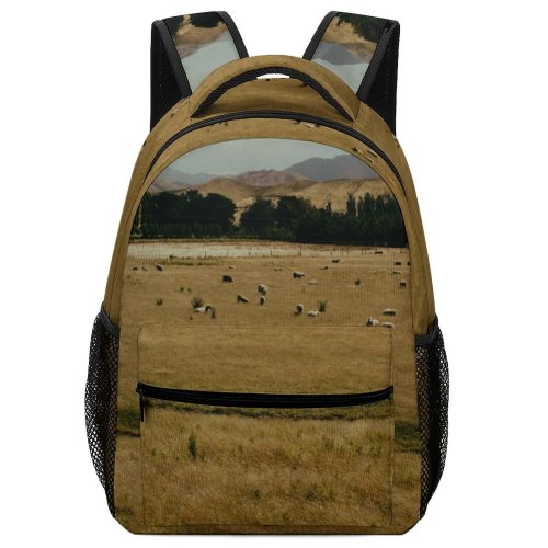 yanfind Children's Backpack Birds Field Cow Rural Cattle Free Zealand Stock Outdoors Farm Pasture Preschool Nursery Travel Bag