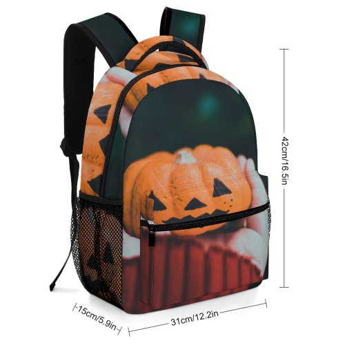 yanfind Children's Backpack Festive Focus Scary Pumpkin Season Depth Autumn Halloween Field Still Preschool Nursery Travel Bag
