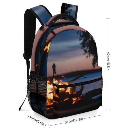 yanfind Children's Backpack Estonia Pictures Fire Firecamp Sunset Free Night Flame Järv Bonfire Lake Preschool Nursery Travel Bag