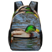 yanfind Children's Backpack Birds Waterfowl Duck Mallard  Course Landscape Gold  Beak Wing Feathers Preschool Nursery Travel Bag
